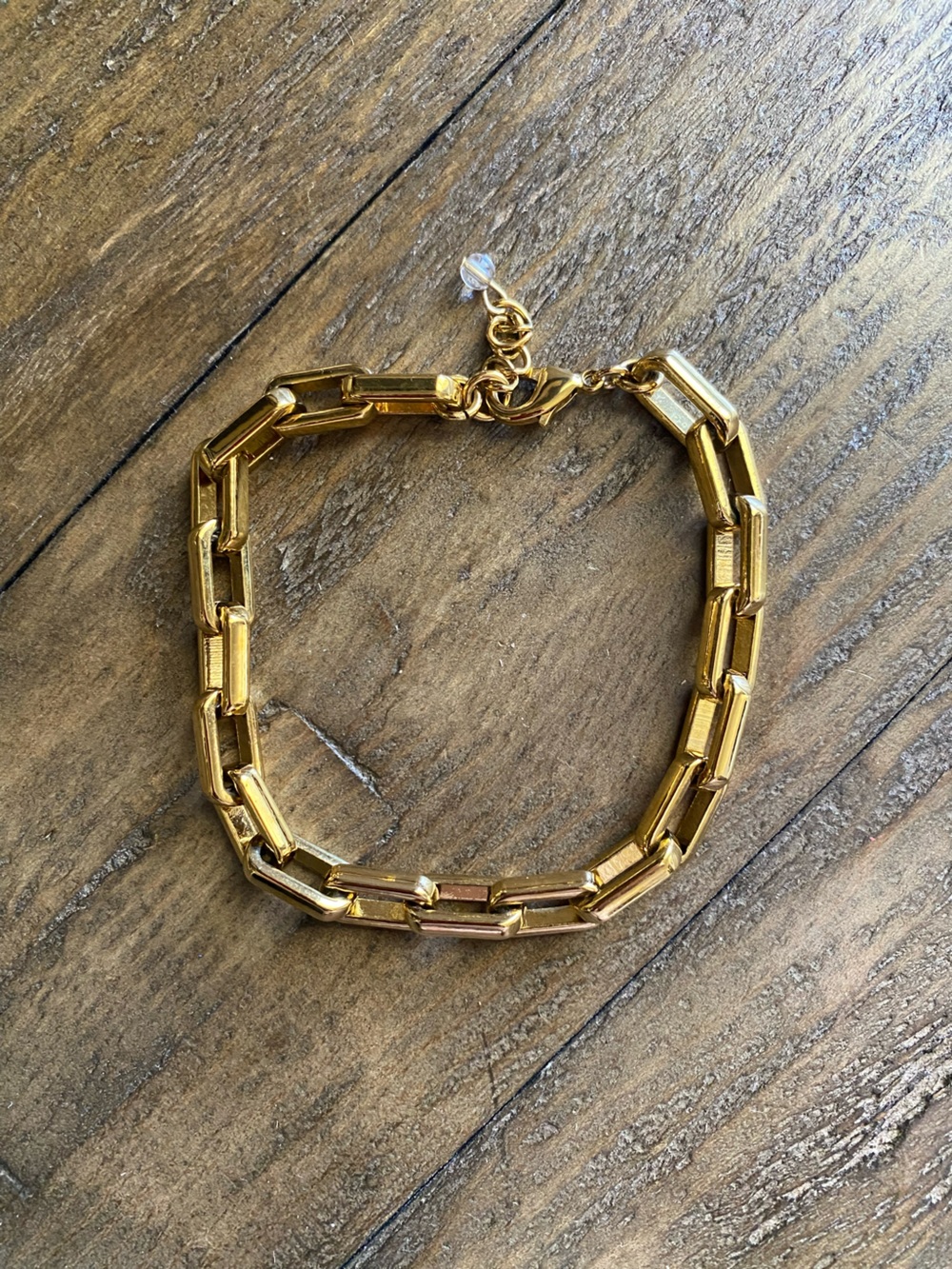 Gold Tone Paper Clip Link Chain Bracelet - Women Jewelry